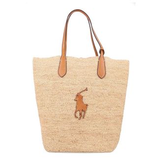 Polo Ralph Lauren Big Pony Large Raffia Tote Natural Trim