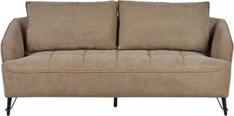 Beliani Beliani - Divano imbottito a 3 posti con cuscini aggiuntivi in tessuto marrone Hobro