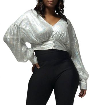 Mochy Sequin Top In Silver