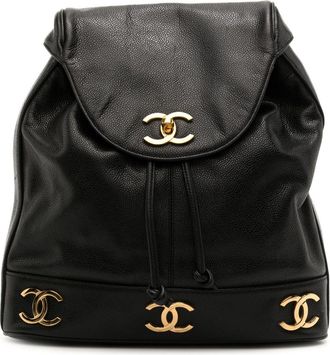 Chanel 1992 Triple CC backpack - women - Caviar Leather - One Size - Black