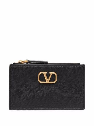 Valentino Garavani VLogo Signature cardholder - women - Calf Leather/Calf Leather/Viscose/Metal - One Size - Black