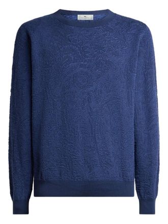 Etro floral paisley-motif cotton sweater - Blue