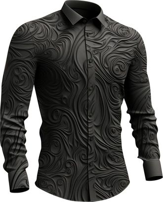 Generic Mens Gothic Court Shirt: 3D Print Frilly Long Sleeve Shirts Regular Fit Lapel Collar Button Down Shirt Top Steampunk Gothic Costume Ruffle Colonial Sh