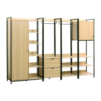 Sweeek Kit de vestidor modular con 4 elementos, negro