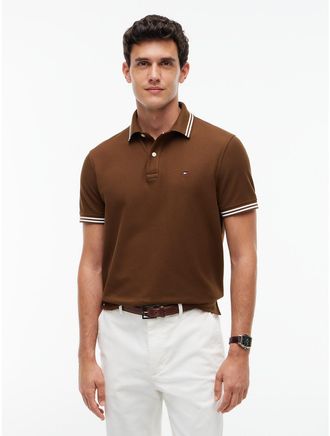 Tommy Hilfiger Mens Regular Fit Tipped Wicking Polo - Legacy Brown - XXXL