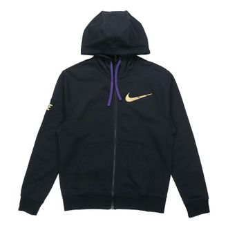 Nike Zipper Cardigan Casual Sports Fleece Lined Hooded Jacket Black CU8094-010