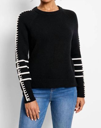 Nic+Zoe Della Dashing Down Sweater In Black Onyx White