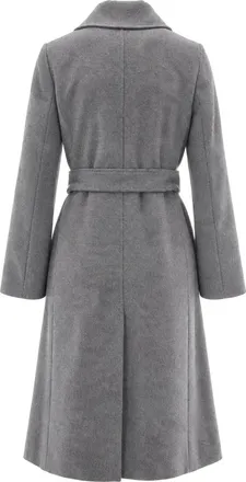 Max Mara Virgin Wool Wrap Coat - Gray