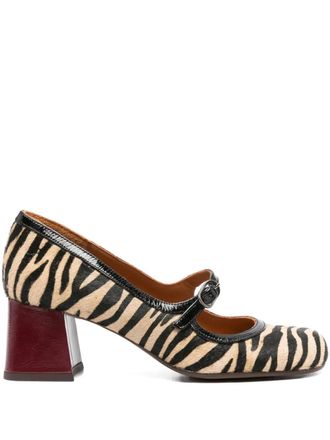 Chie Mihara 45mm Mumma Zebra block-heel pumps - Pink
