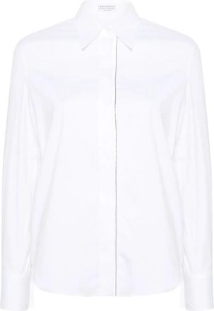 Brunello Cucinelli Stretch Cotton Poplin Shirt With Shiny Trim