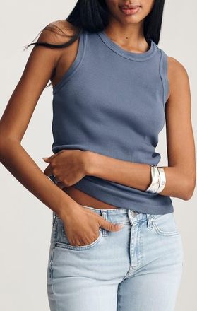 Mavi Crewneck Rib Tank in Blue Indigo at Nordstrom, Size X-Large
