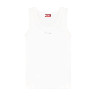 Diesel Tops, Dames, Wit, XS, Katoen, Slim Rib Tanktop met Ribbels