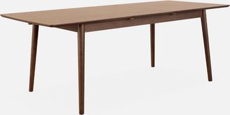 Sweeek Sweeek - Mesa De Comedor Rectangular Extensible De 6-8 Plazas, Lina, Madera De Nogal, 210x90x75 Cm