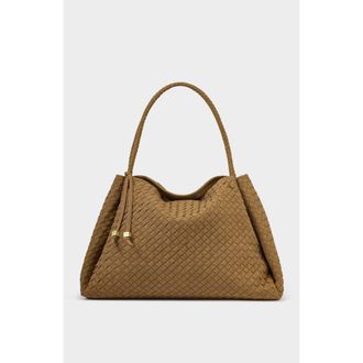 Katie Loxton Nova Hand Woven Large Shoulder Bag in Light Caramel Suedette at Nordstrom