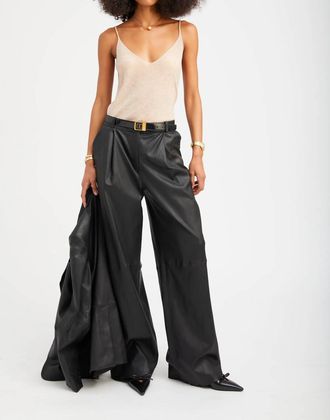 SPRWMN Paloma Pleated Wide Leg Pant In Black