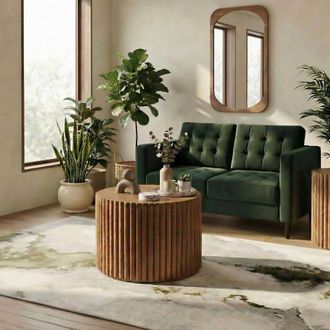 Furniturebox Hood Round Walnut Wood Coffee Table