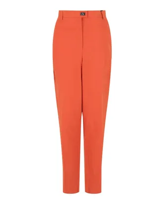Ferragamo Womens Gancini-Plaque Straight-Leg Trousers In Orange