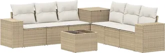 vidaXL Juego De Sof&aacute; 8 Uds. Beige Y Blanco Crema Vidaxl