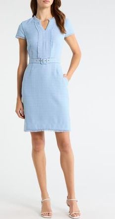 Tahari by ASL Boucl&eacute; Sheath Dress in Sky Blue at Nordstrom Rack, Size 14