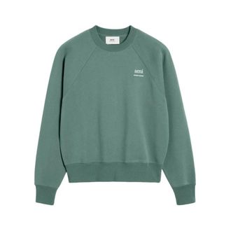 Ami Sweatshirts, male, Green, Size: S Vintage Logo Embroidery Sweatshirt