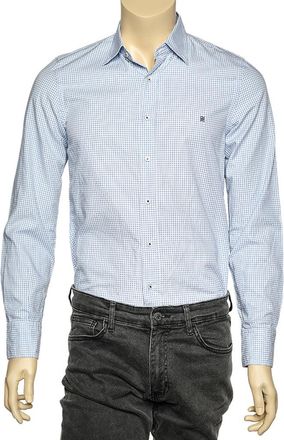 Carolina Herrera Blue & White Check Cotton Button Front Shirt