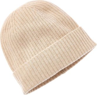 Amicale Cashmere Rib Knit Cuffed Cashmere Beanie