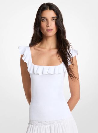 Michael Kors Ruffled Stretch Viscose Tank Top