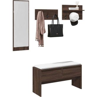 vidaXL Set Mobili da Ingresso 4 pz Rovere Marrone in Legno Multistrato - Vidaxl