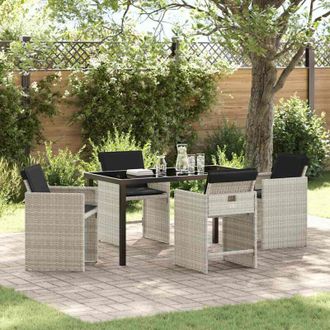 vidaXL Conjunto De Comedor De Jard&iacute;n 5 Pcs Gris Claro Polirat&aacute;n Vidaxl