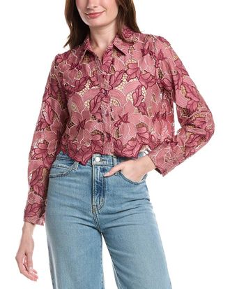 L'agence Akemi Cropped Button-Down Shirt