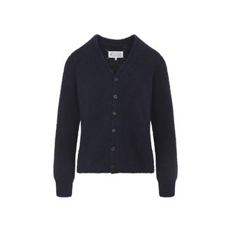 Maison Margiela Navy Blue Wool Blend Cardigan