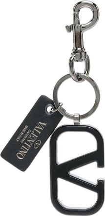 Valentino Garavani VLogo Signature keyring - men - Calf Leather/Metal - One Size - Black