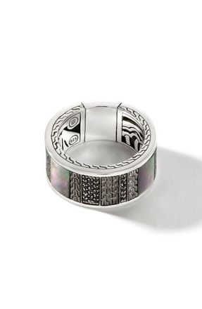 John Hardy Classic Chain Mixed Stone Band Ring in Black at Nordstrom, Size 11