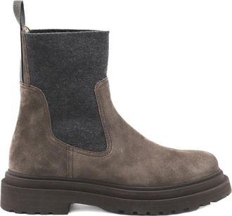 Brunello Cucinelli Cederbruine Elastische Schoenen Rubberen Zool - Dames - Chelseaboots - Bruin - 40 EU - Schoenen