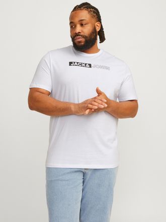Jack & Jones Plus Size T-Shirt JJECORP LOGO TEE PLAY SS O-N NOOS PLS, Herren, Gr. 5XL, weiss (wei&szlig;), Single Jersey, Obermaterial: 100% Baumwolle, JACK & JONES PLUSSIZE, bedr