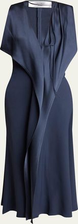 Victoria Beckham Draped V-Neck Asymmetric Dress