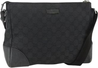 Gucci Pre-owned Cross Body Bags, female, Black, Size: ONE SIZE Pre-owned Vintage GG Canvas Shoulder Bag