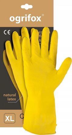 OEM Guantes Protectores De Goma Con Forro Flocado / Amarillo / Talla: 10-xl / Ox-floxxl - 100 Unidades