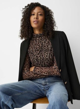 Contemporaine Womens Mock-neck mesh T-shirt