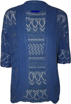 Generic New Ladies Knitted Crochet Short Sleeve Bolero Plus Shrug Open Cardigan UK 14-30 (X-Large (UK 16/18), Royal Blue)