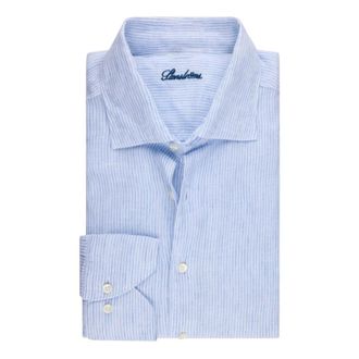 Stenstr&ouml;ms Formal Shirts, male, Blue, Size: XL Striped Linen Shirt - Slimline