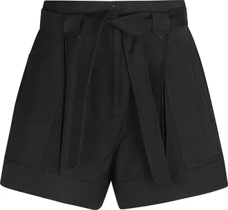 Iro Tailored Black High-Waisted Shorts with Self-Tie Belt