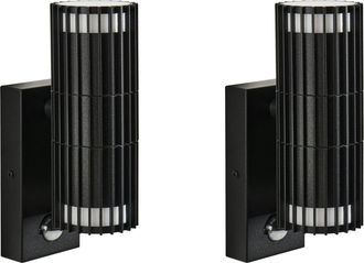 Beliani Set Di 2 Applique Da Esterno Moderne Per Giardino Con Sensore Di Movimento, In Alluminio Nero Ernan