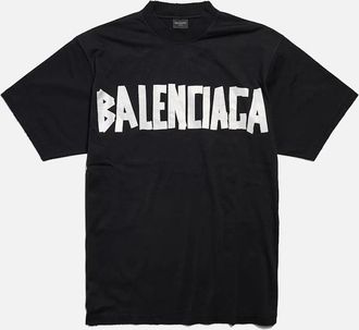 Balenciaga Mens Balenciaga Taped Logo T-Shirt in Black - Size: 40