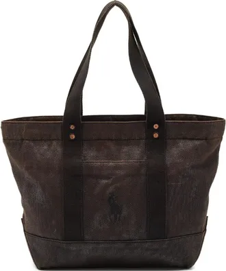 Ralph Lauren Borsa tote Big Pony metallizzata - Marrone