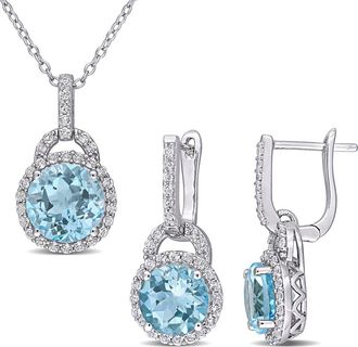 Delmar Blue Topaz & White Topaz Drop Earrings & Necklace Set at Nordstrom Rack