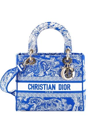 Dior Lady D-Lite Bag Embroidered Canvas Medium satchel - Blue