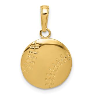 Diamond2Deal 14k Yellow Gold Gold Polished Baseball Closed Back Pendant
