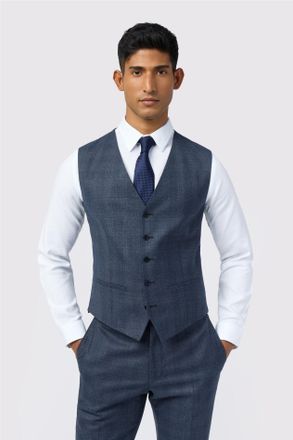 Ted Baker Mens Single Breasted Five Button V-neck Slim Fit Suit Waistcoat - Navy Wool - Size 40 (Chest)