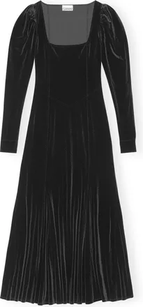 Ganni Black Velvet Jersey Maxi Dress - Size 0